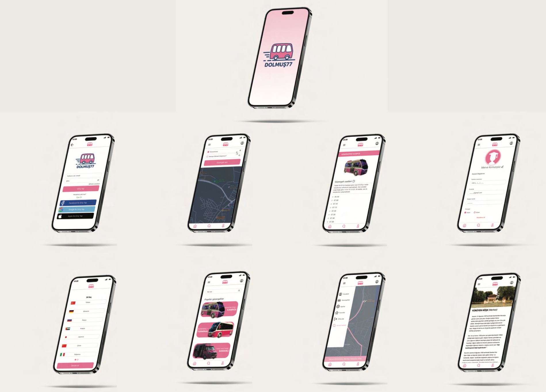 Dolmuş77 App Interface Design